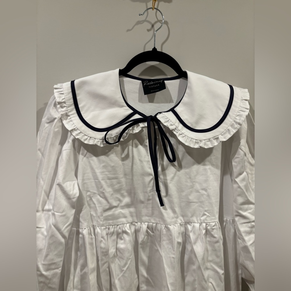 ASOS White Long Sleeve Gown with Bishop Sleeves - Picture 6 of 10
